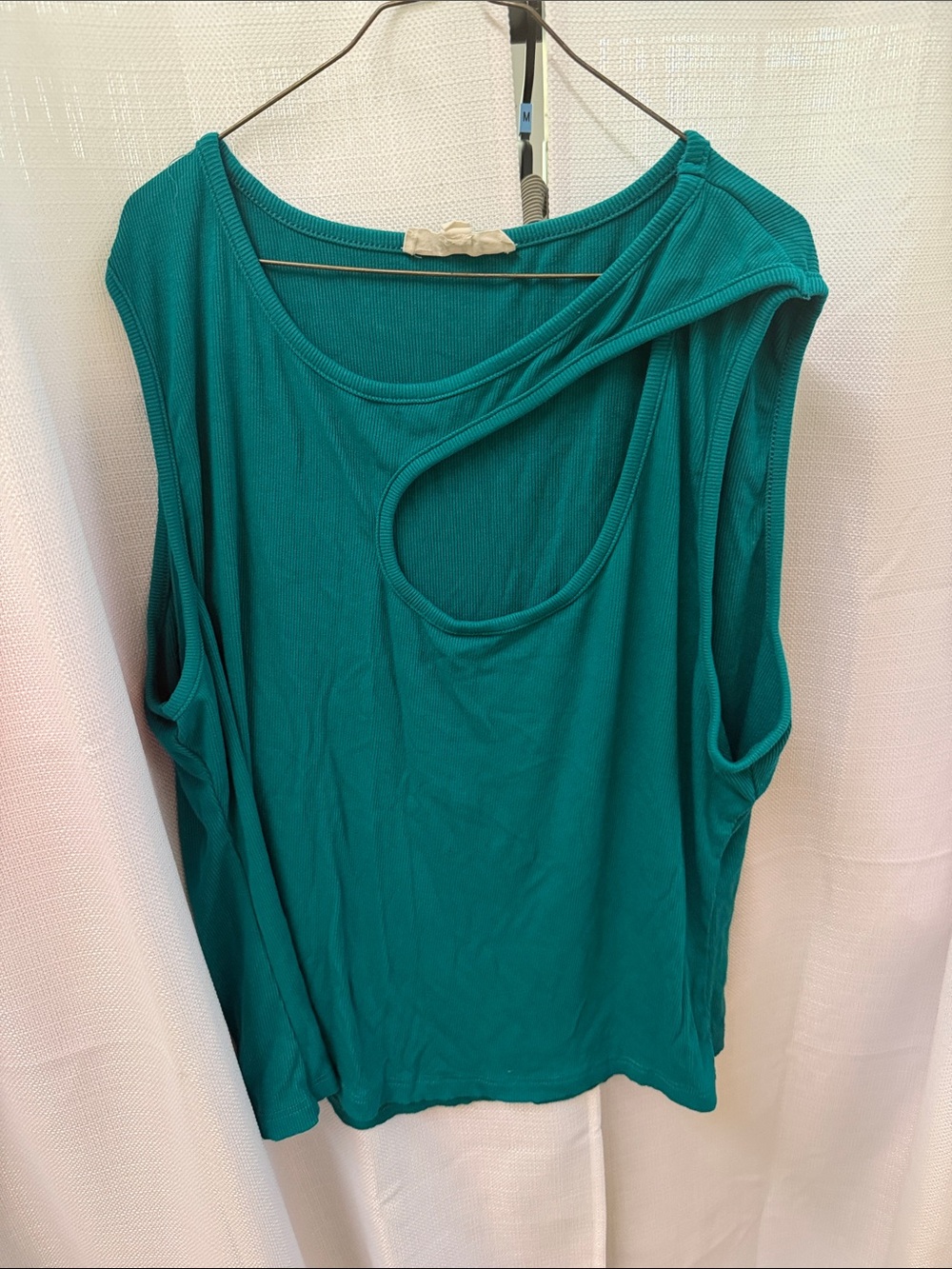 Sleeveless Teal Cutout Women's Top